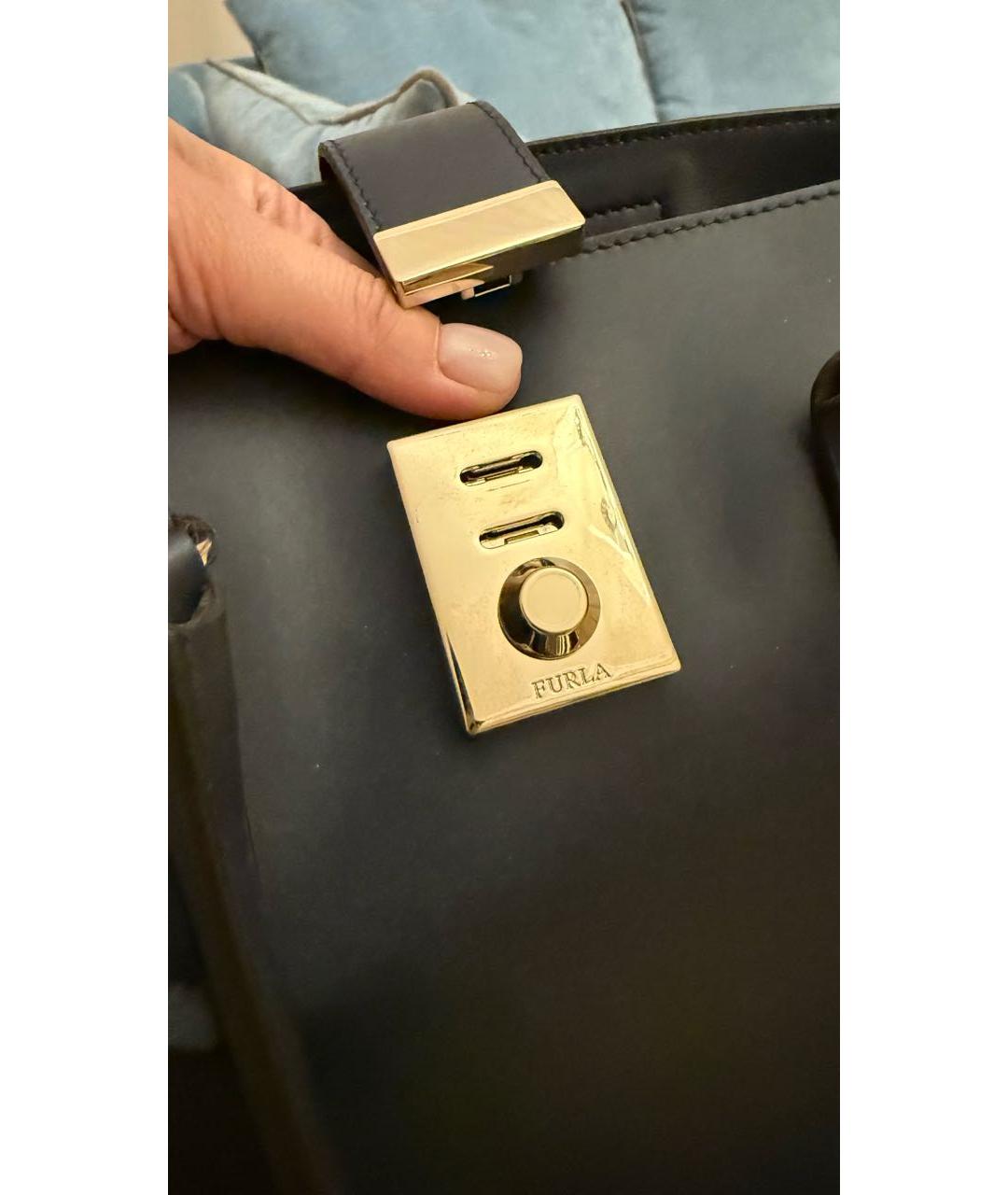 FURLA Темно-синяя кожаная сумка через плечо, фото 5