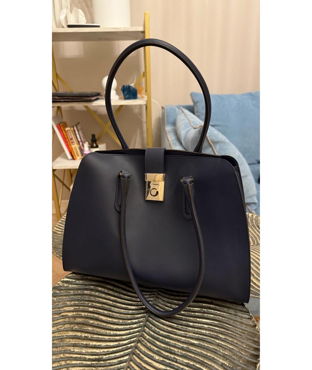 FURLA Темно-синяя кожаная сумка через плечо, фото 3