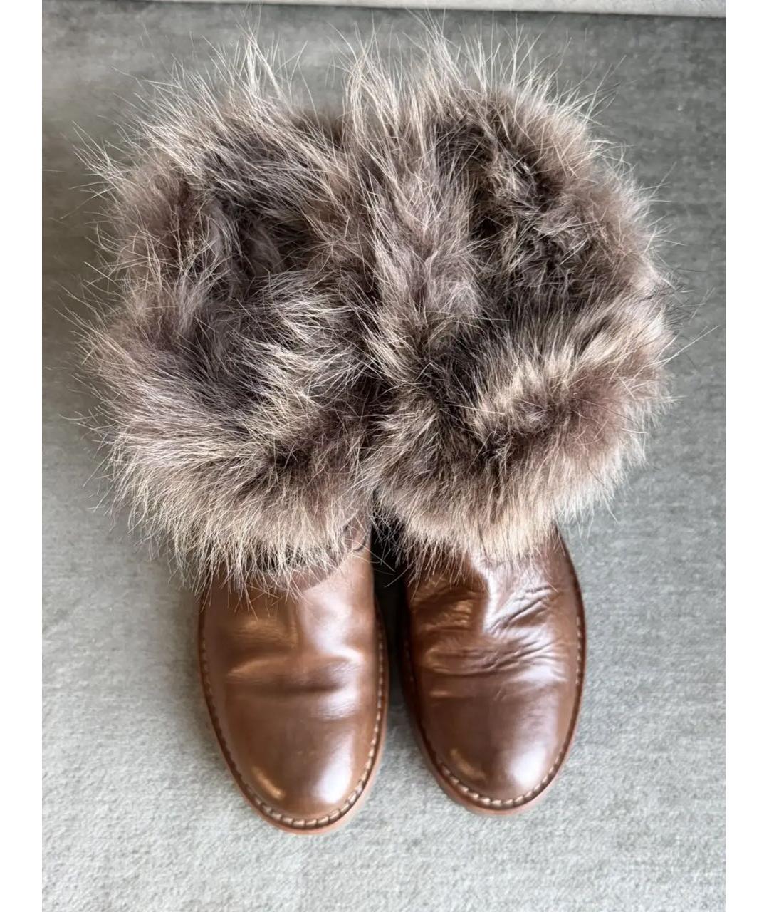 BRUNELLO CUCINELLI Коричневые кожаные ботинки, фото 3