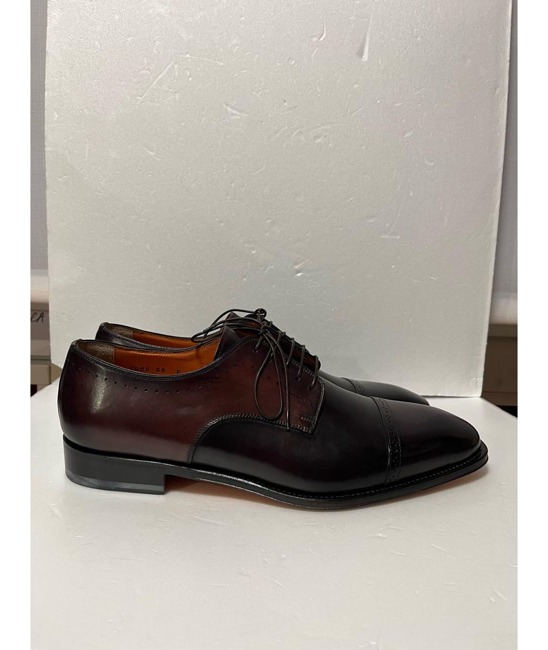SANTONI Коричневые кожаные туфли, фото 7