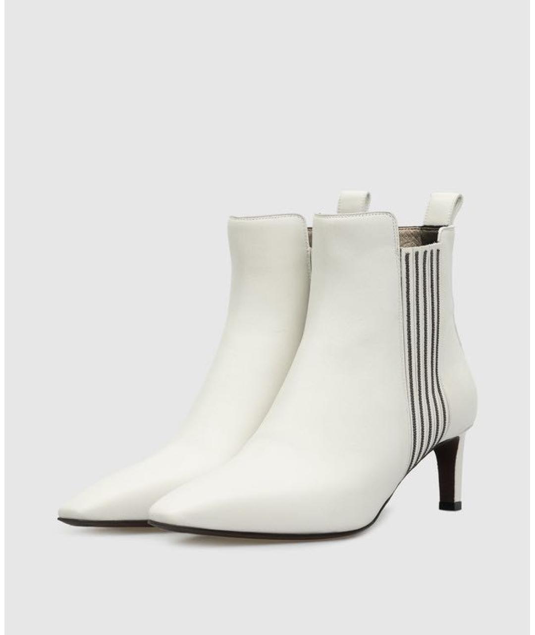 BRUNELLO CUCINELLI Белые кожаные ботильоны, фото 2