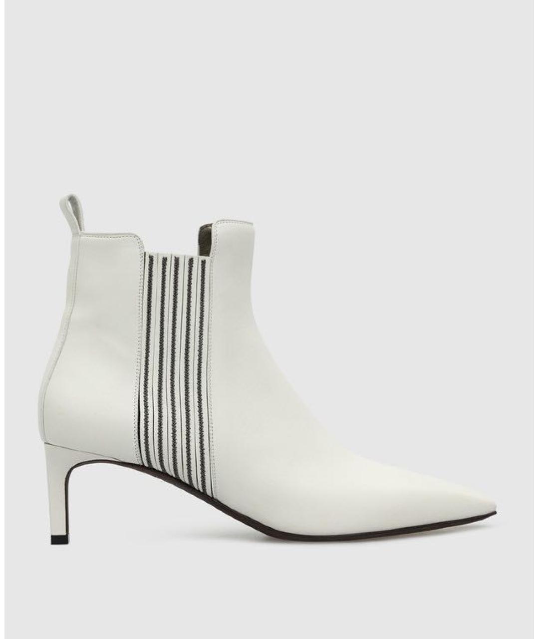 BRUNELLO CUCINELLI Белые кожаные ботильоны, фото 7