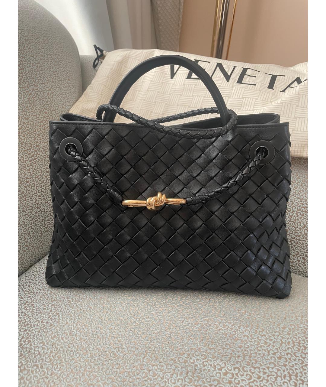 BOTTEGA VENETA Черная кожаная сумка тоут, фото 2