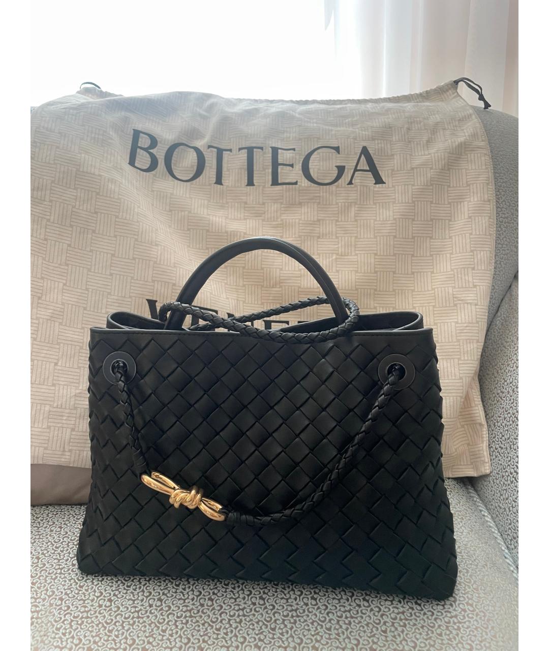 BOTTEGA VENETA Черная кожаная сумка тоут, фото 5