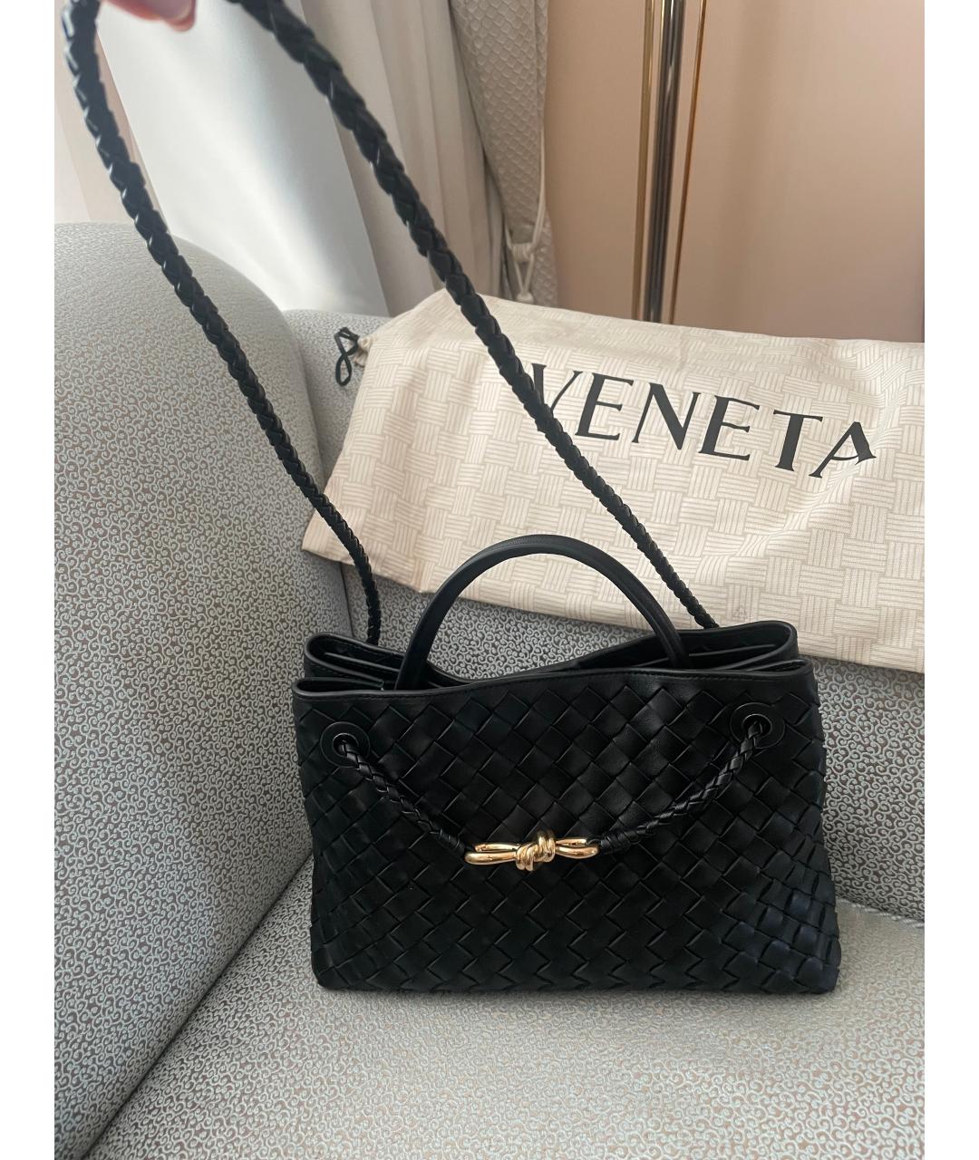 BOTTEGA VENETA Черная кожаная сумка тоут, фото 3