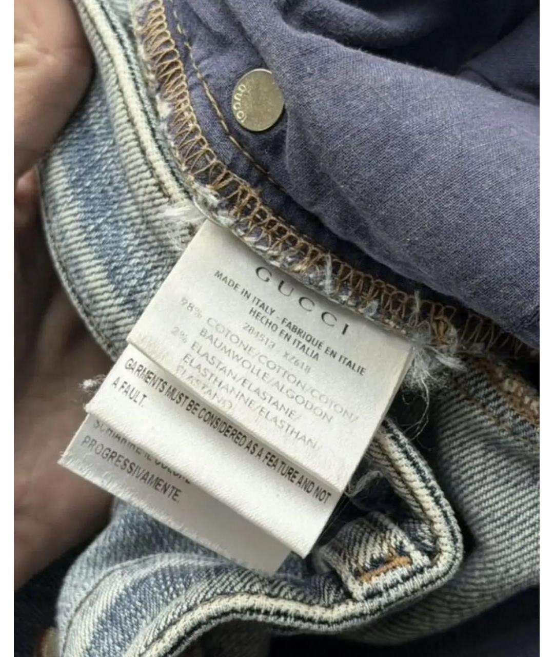 GUCCI Синие хлопко-эластановые прямые джинсы, фото 7