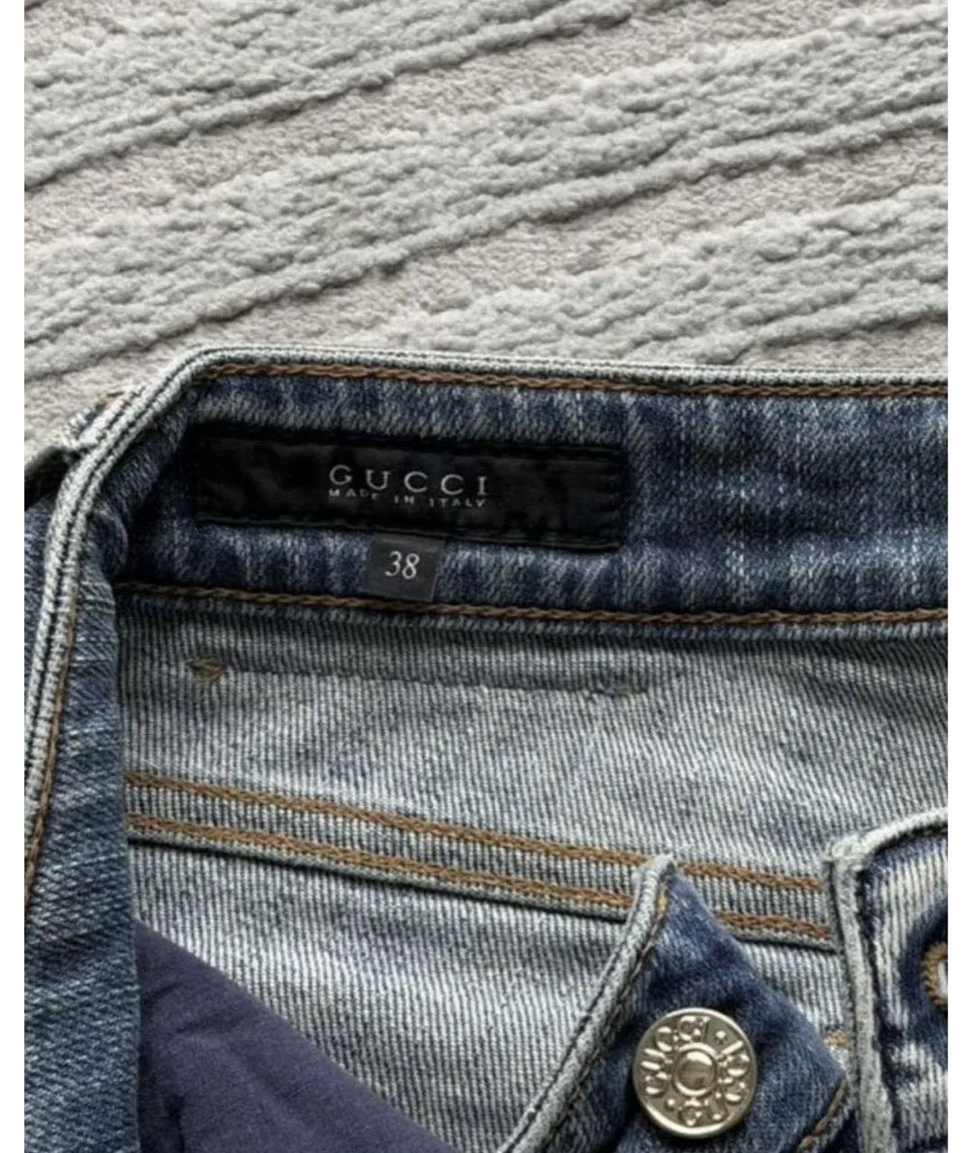 GUCCI Синие хлопко-эластановые прямые джинсы, фото 3