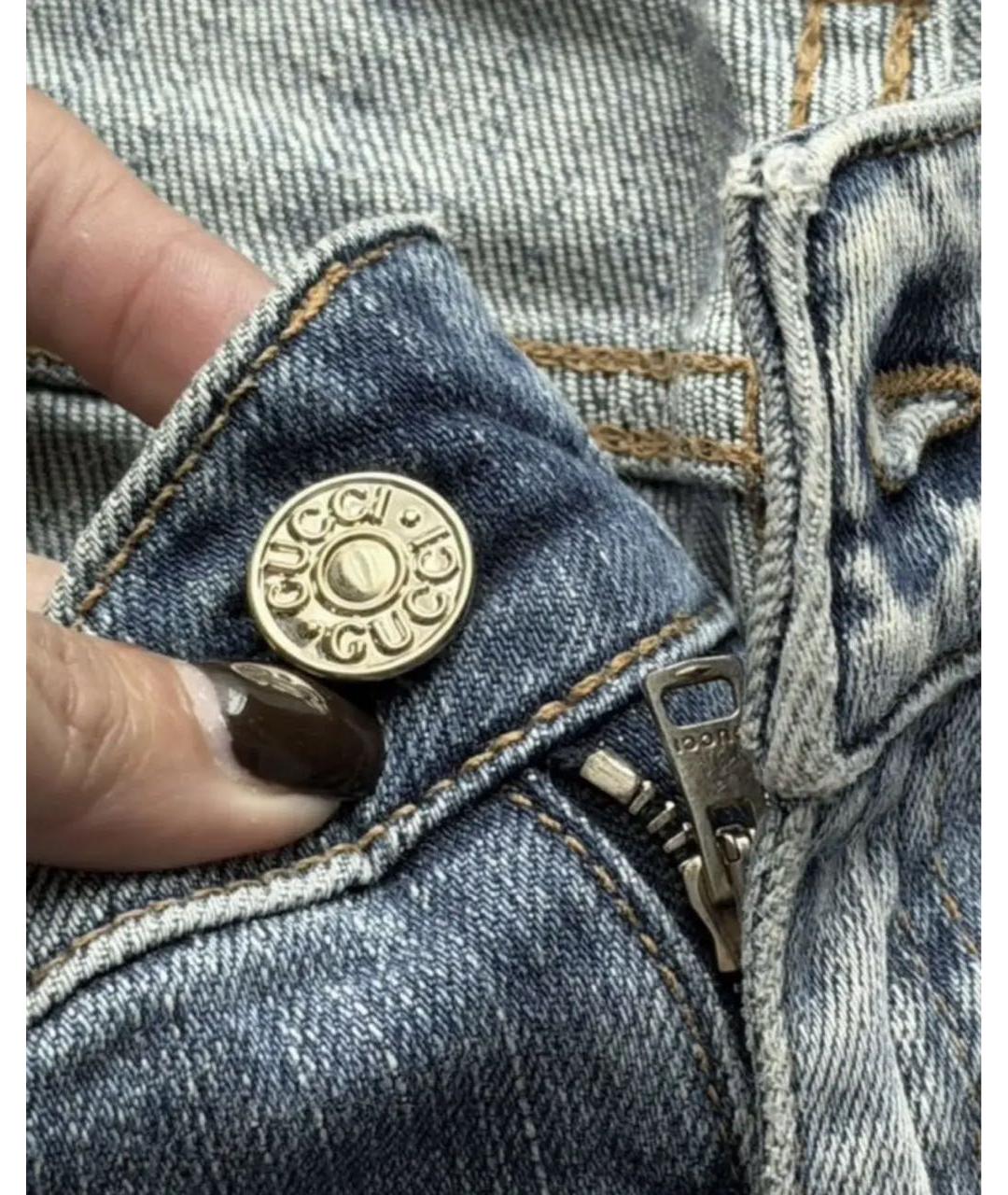 GUCCI Синие хлопко-эластановые прямые джинсы, фото 5