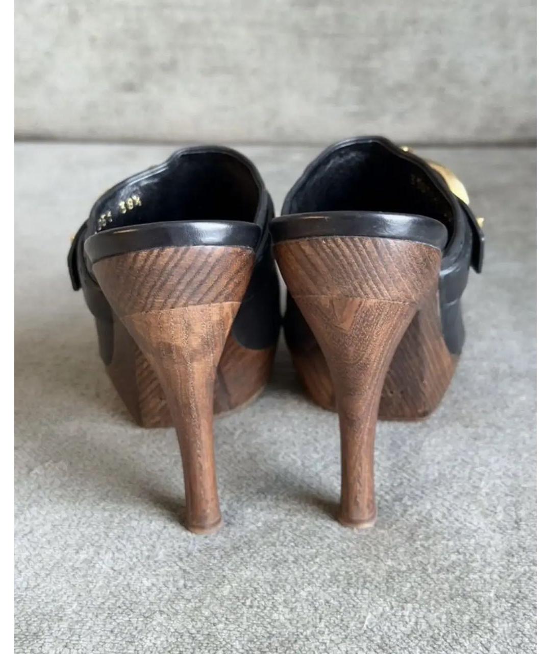 GUCCI Черные кожаные сабо, фото 4