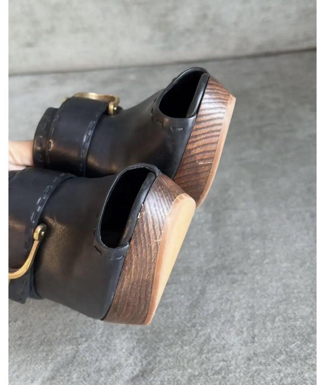 GUCCI Черные кожаные сабо, фото 8