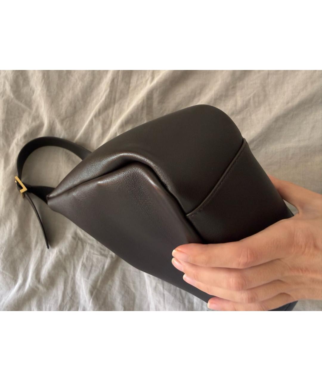 SAINT LAURENT Коричневая кожаная сумка тоут, фото 5