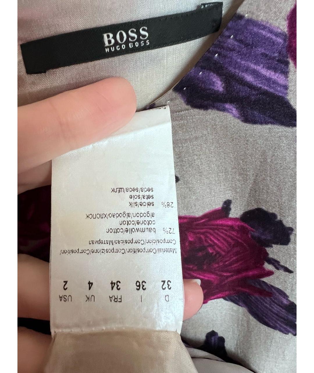 HUGO BOSS Бежевое шелковое повседневное платье, фото 3