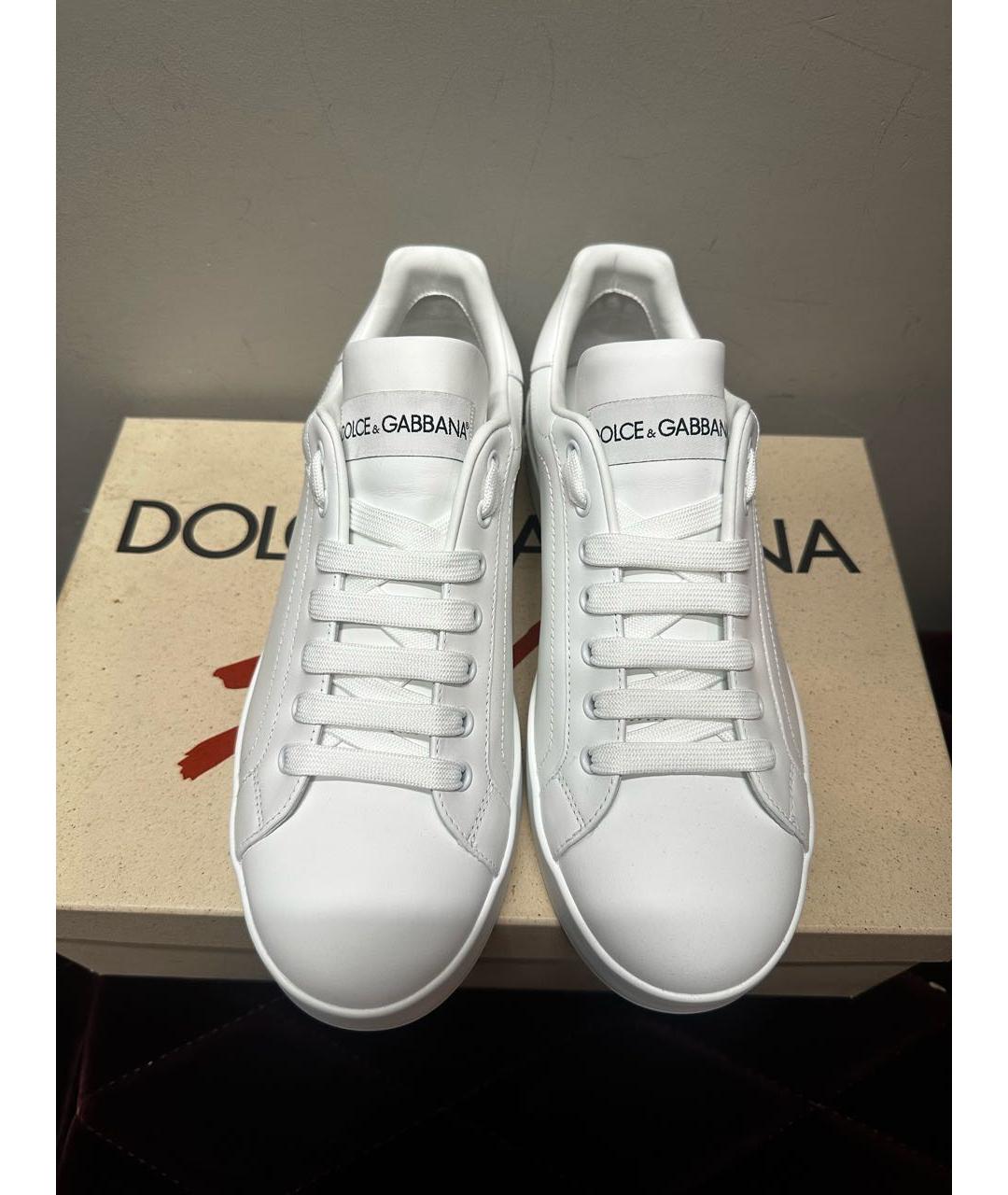 DOLCE&GABBANA Белые кожаные низкие кроссовки / кеды, фото 2