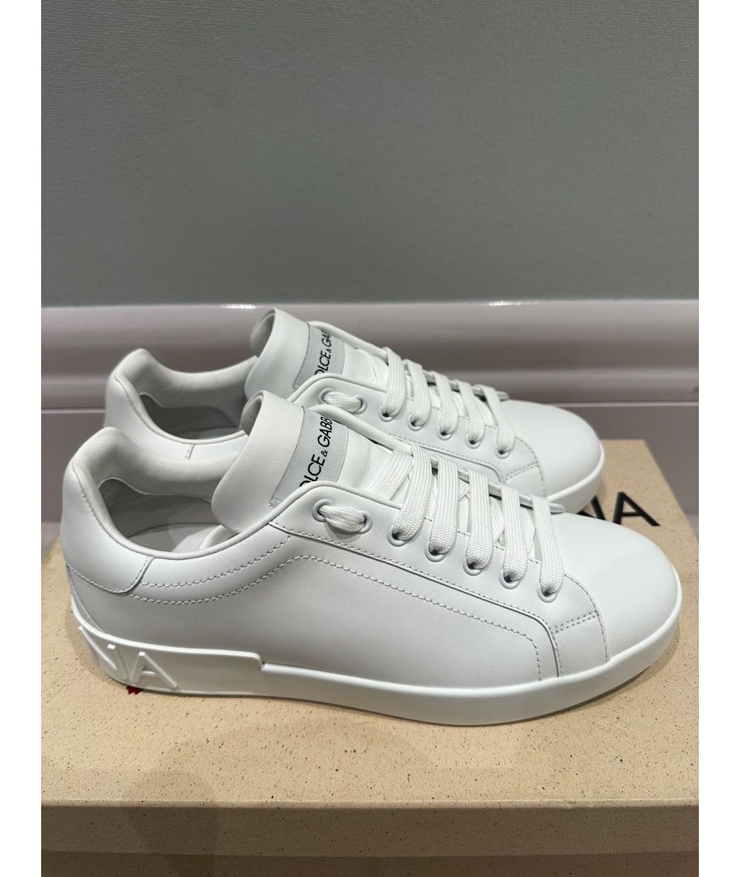 DOLCE&GABBANA Белые кожаные низкие кроссовки / кеды, фото 7