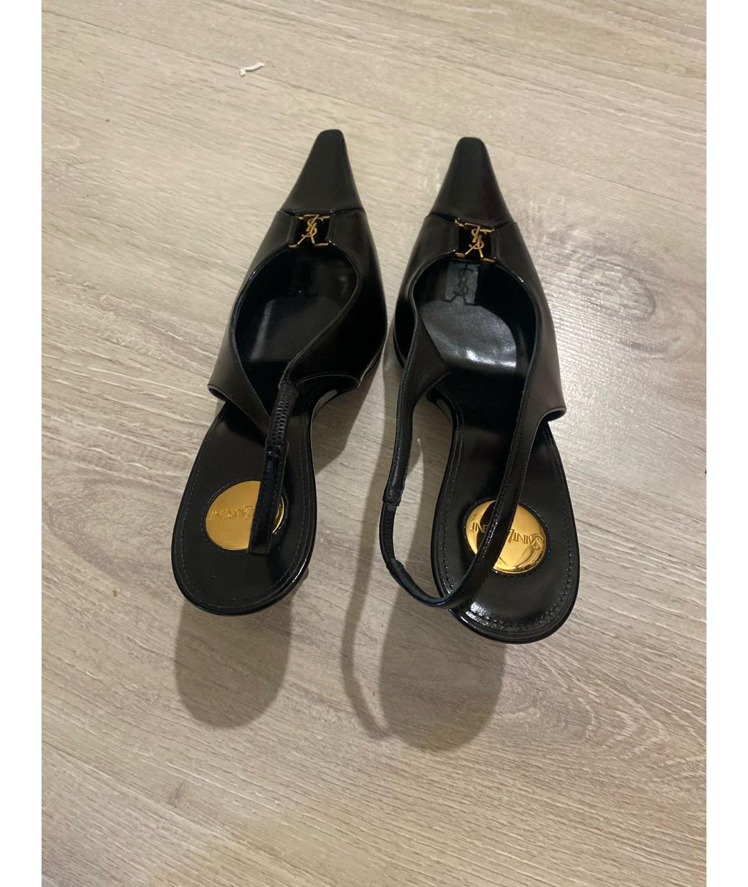 SAINT LAURENT Черные кожаные туфли, фото 3