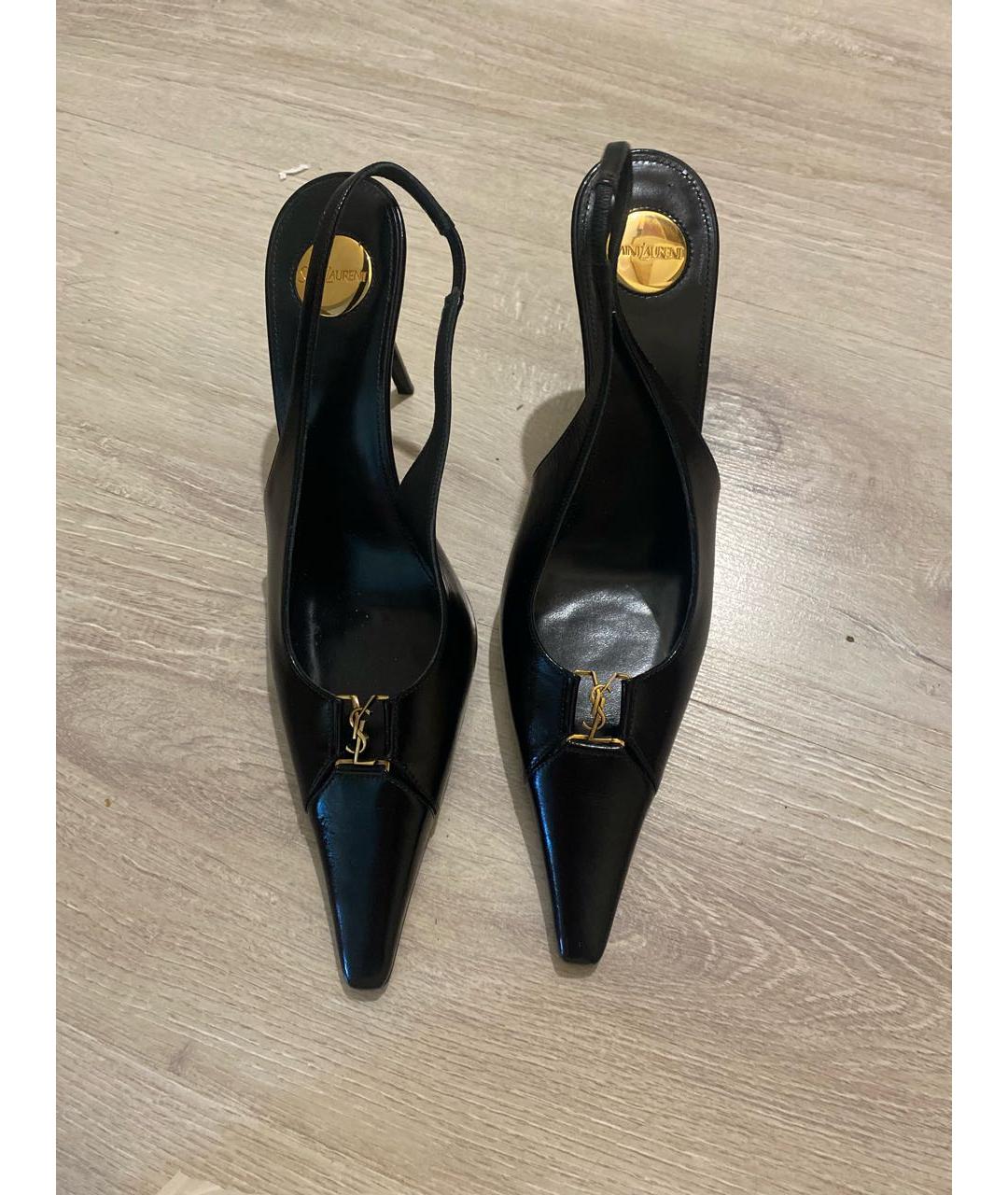 SAINT LAURENT Черные кожаные туфли, фото 2