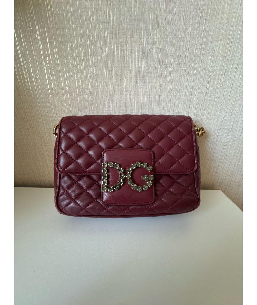 DOLCE&GABBANA Бордовая кожаная сумка через плечо, фото 5