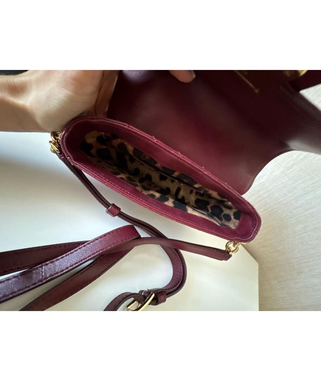DOLCE&GABBANA Бордовая кожаная сумка через плечо, фото 4