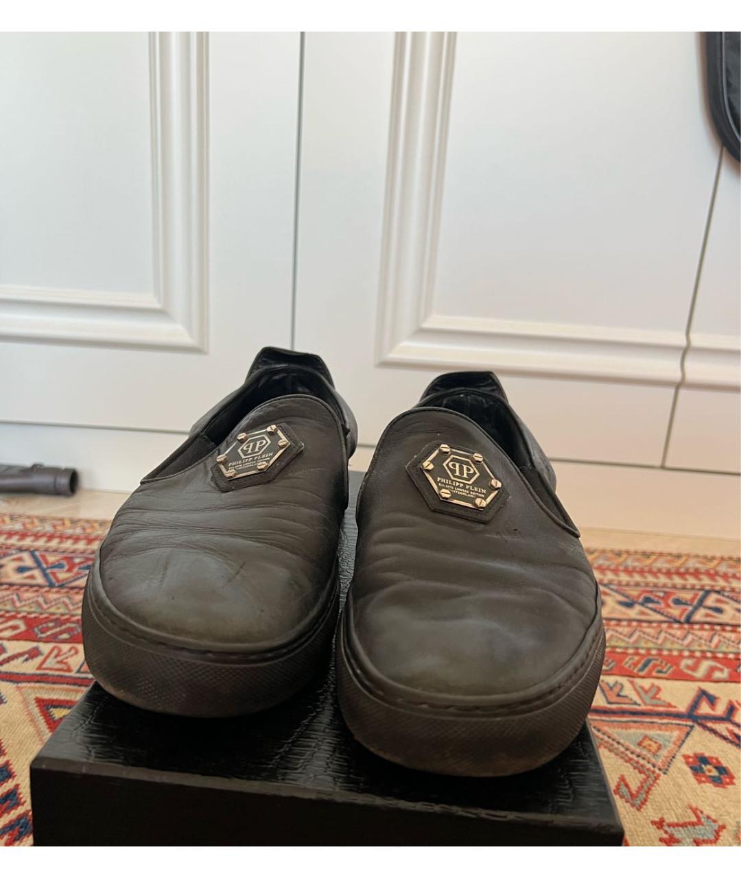 PHILIPP PLEIN Черные кожаные лоферы, фото 2