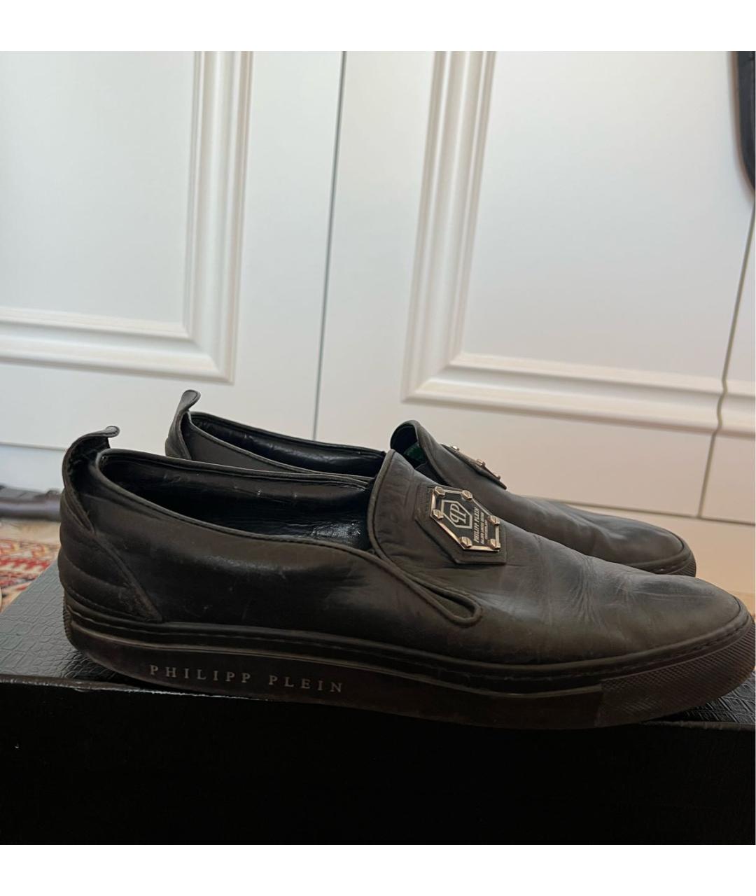 PHILIPP PLEIN Черные кожаные лоферы, фото 7