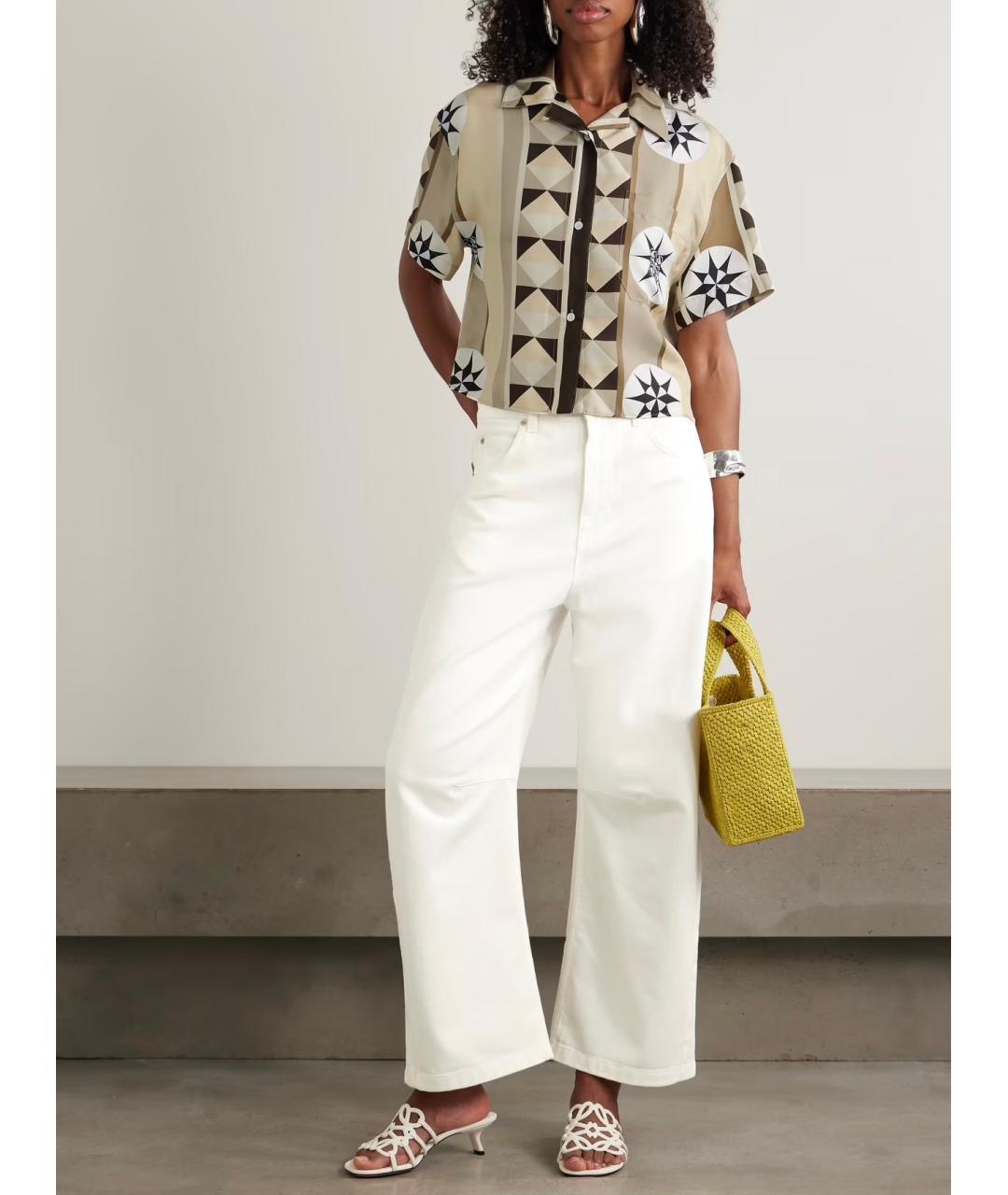 LOEWE Белые хлопковые джинсы клеш, фото 2