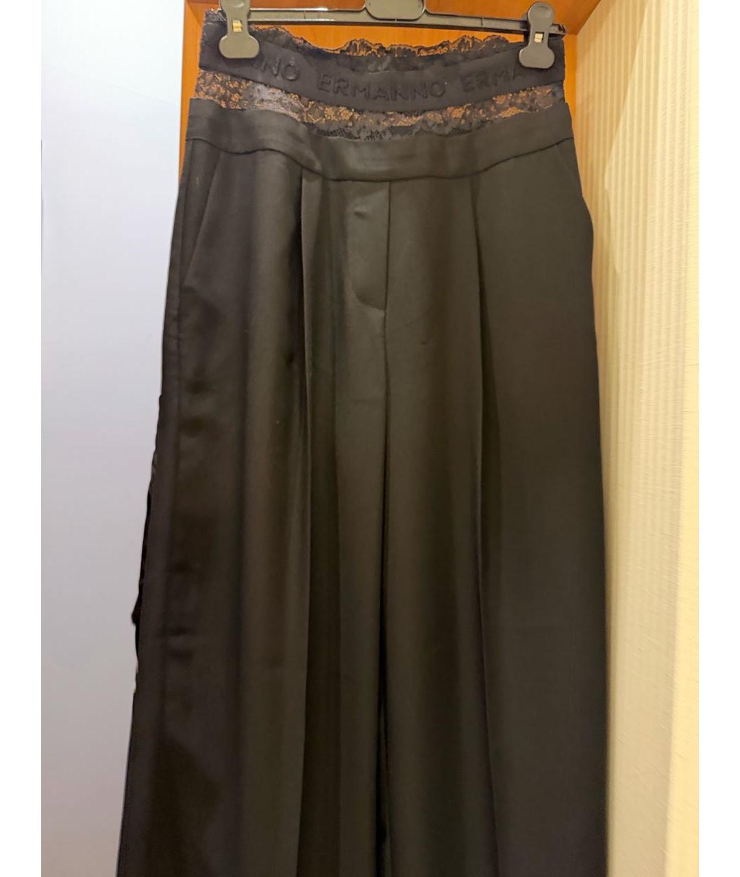 ERMANNO SCERVINO Черные вискозные брюки широкие, фото 2