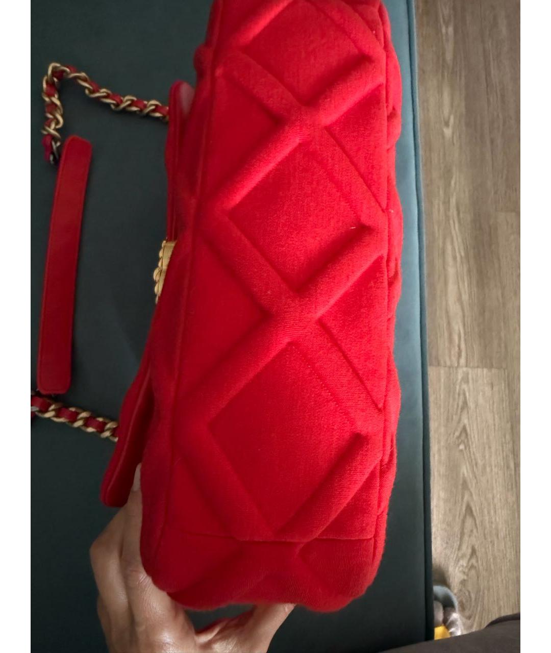 CHANEL Красная тканевая сумка через плечо, фото 5