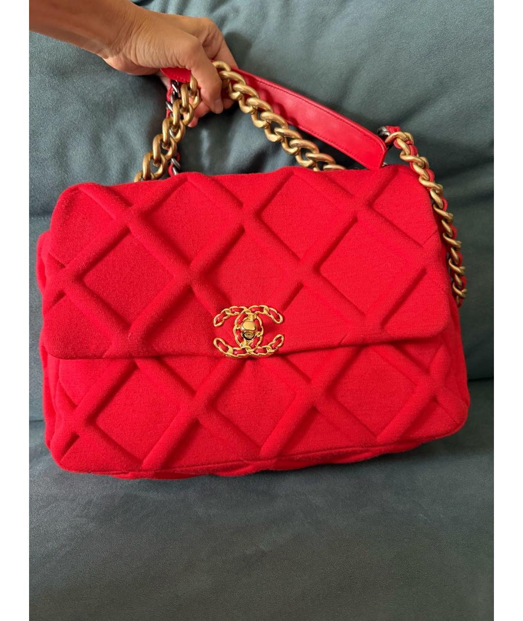 CHANEL Красная тканевая сумка через плечо, фото 2
