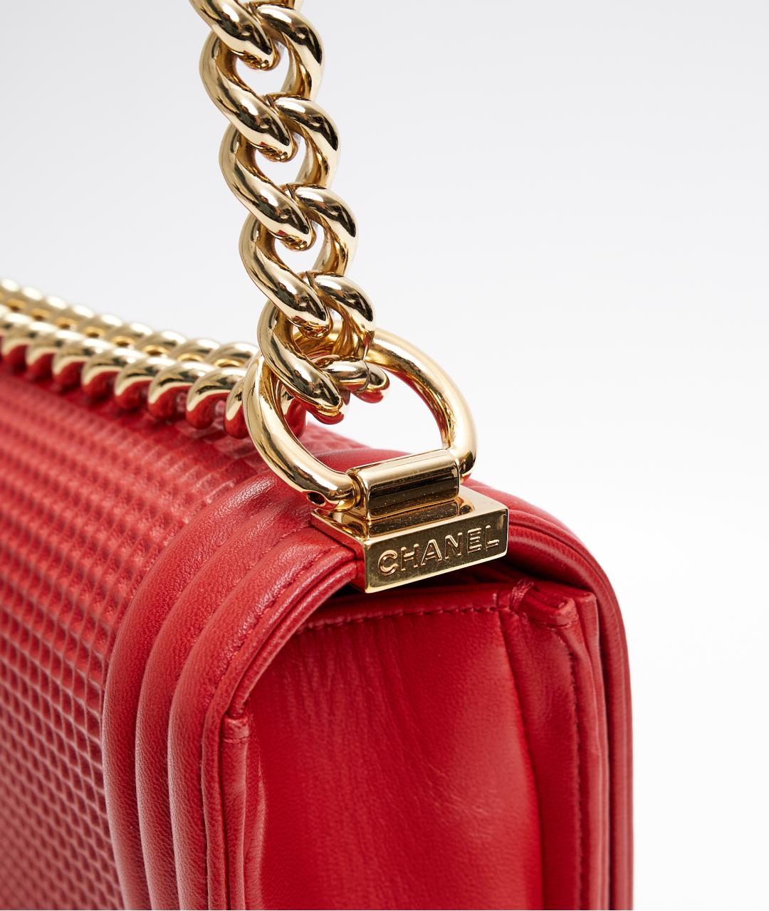 CHANEL Красная кожаная сумка через плечо, фото 4