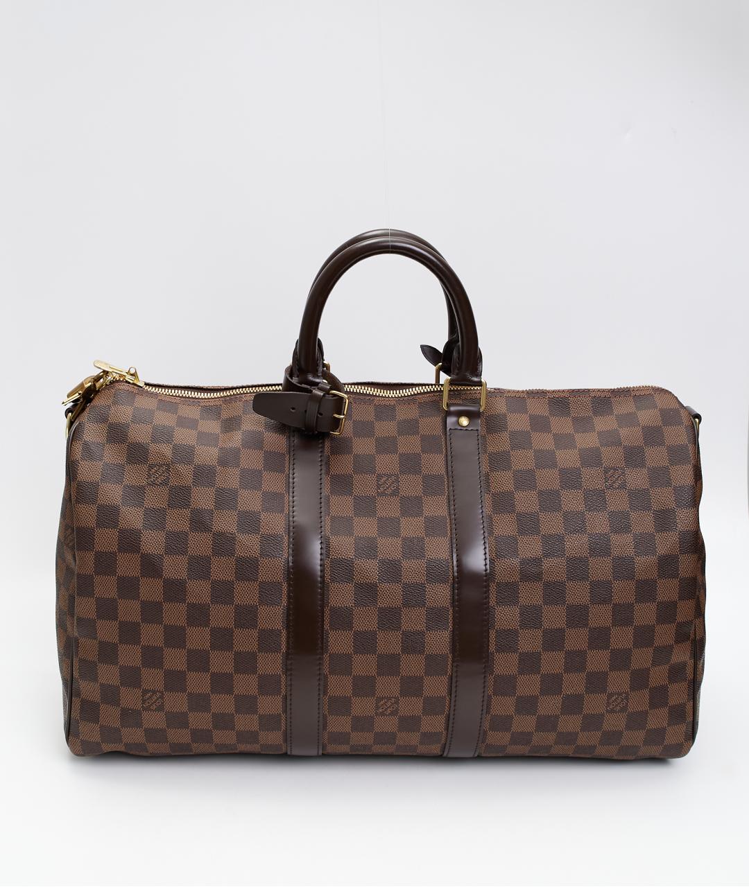 LOUIS VUITTON Коричневая дорожная/спортивная сумка из канвы, фото 3