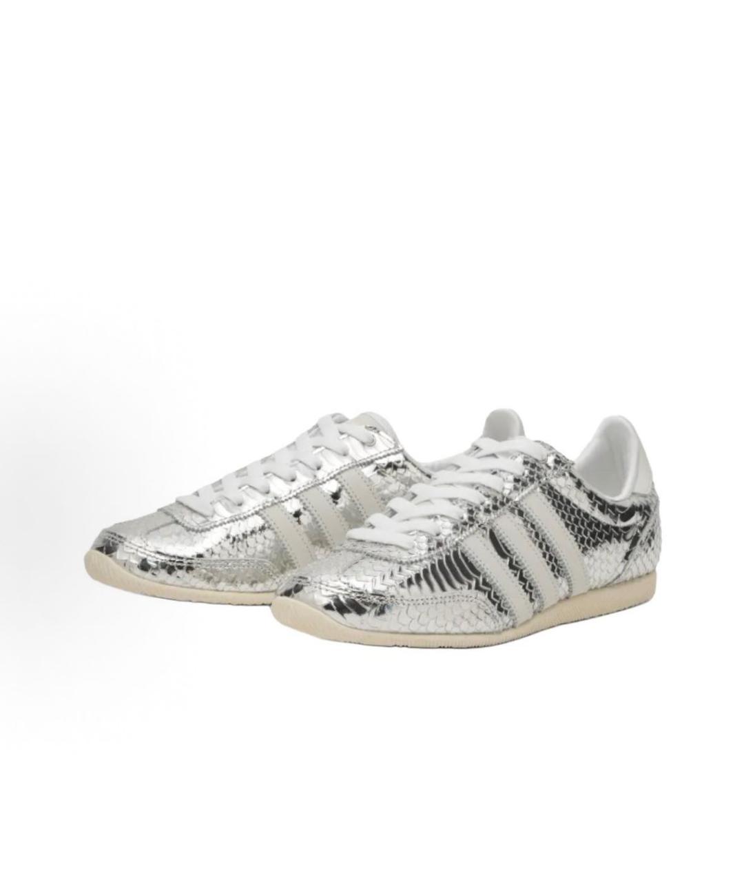 ADIDAS Серебряные кожаные низкие кроссовки / кеды, фото 2