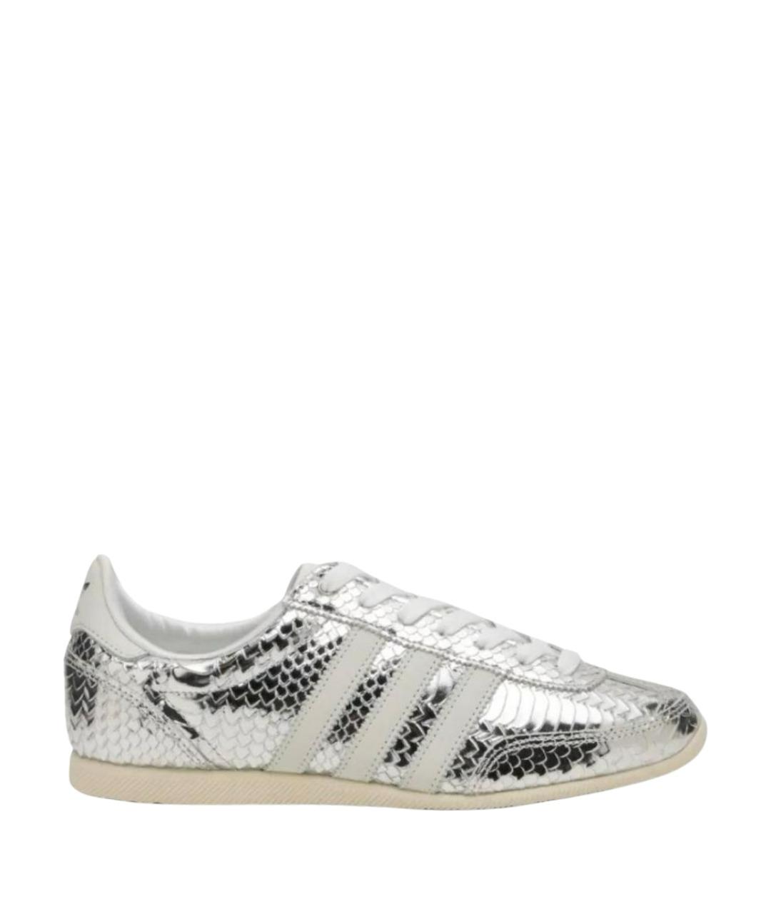 ADIDAS Серебряные кожаные низкие кроссовки / кеды, фото 1