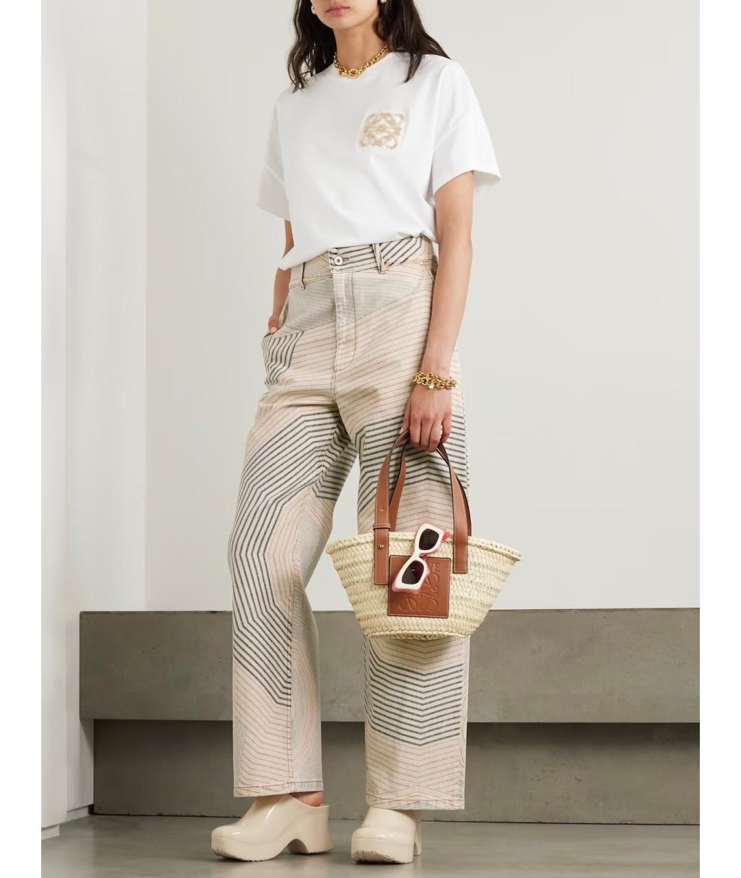 LOEWE Бежевые хлопковые джинсы клеш, фото 4