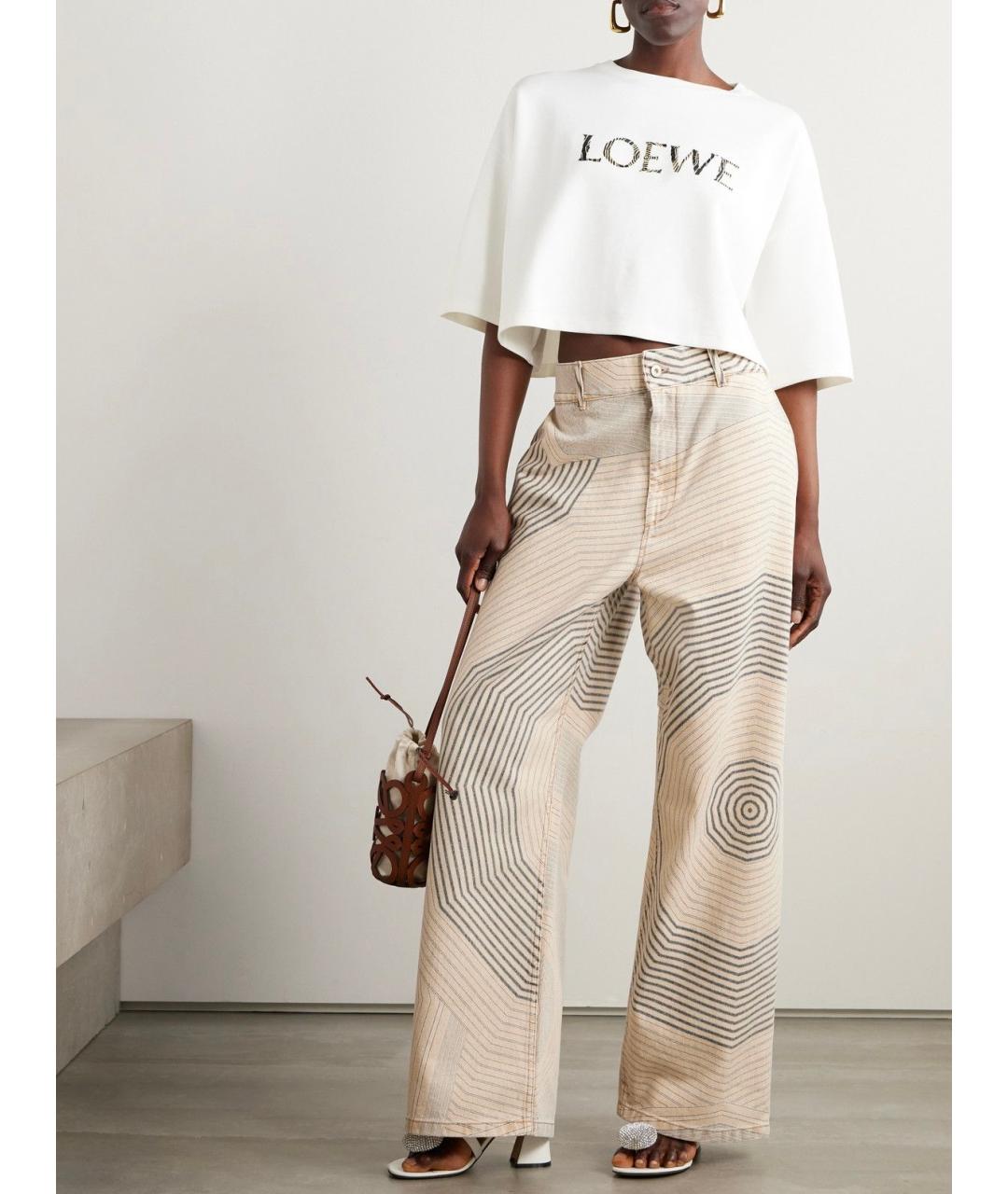 LOEWE Бежевые хлопковые джинсы клеш, фото 3