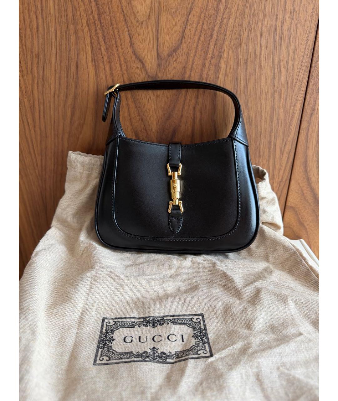 GUCCI Черная кожаная сумка с короткими ручками, фото 4