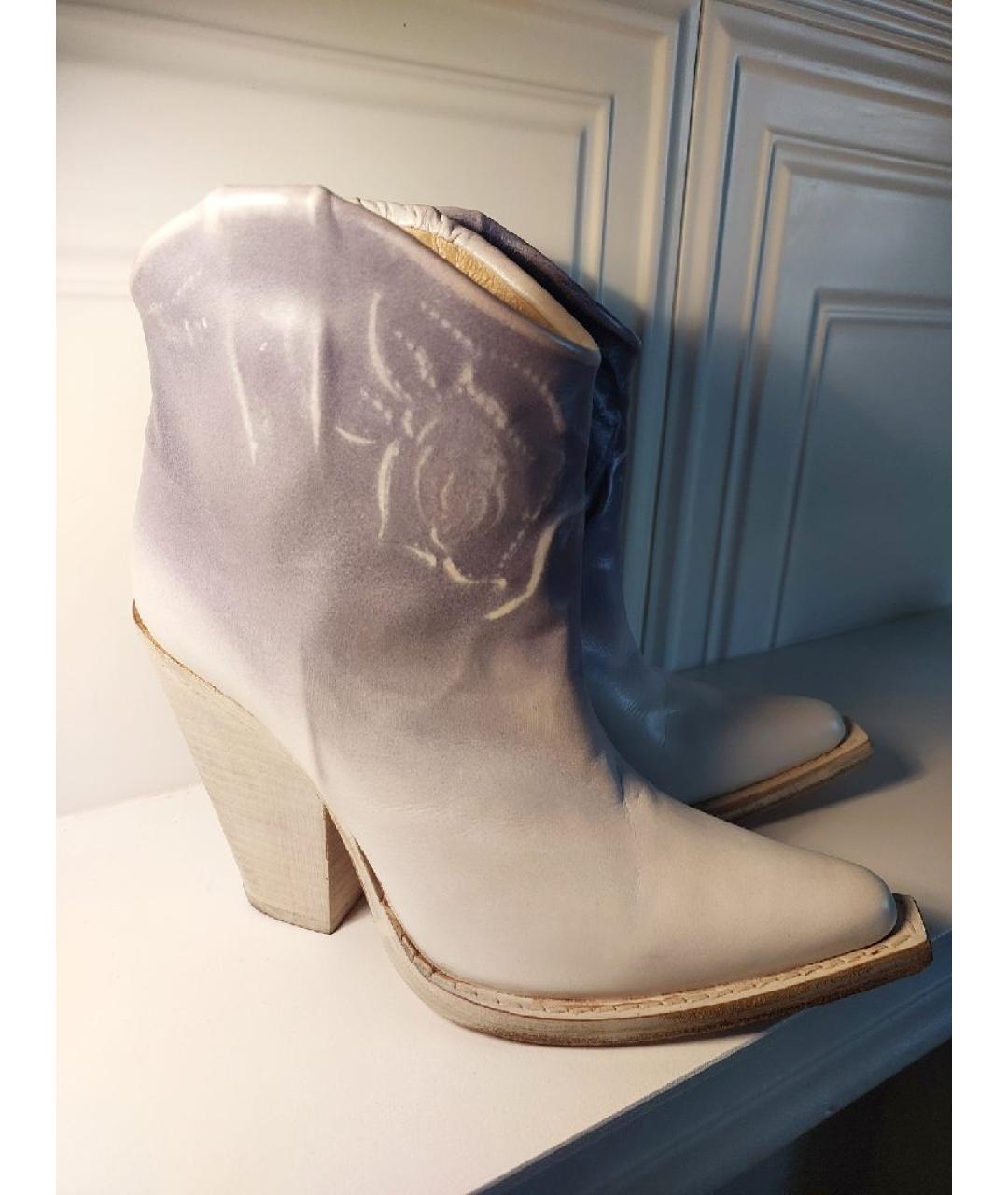 MAISON MARGIELA Белые кожаные полусапоги, фото 9