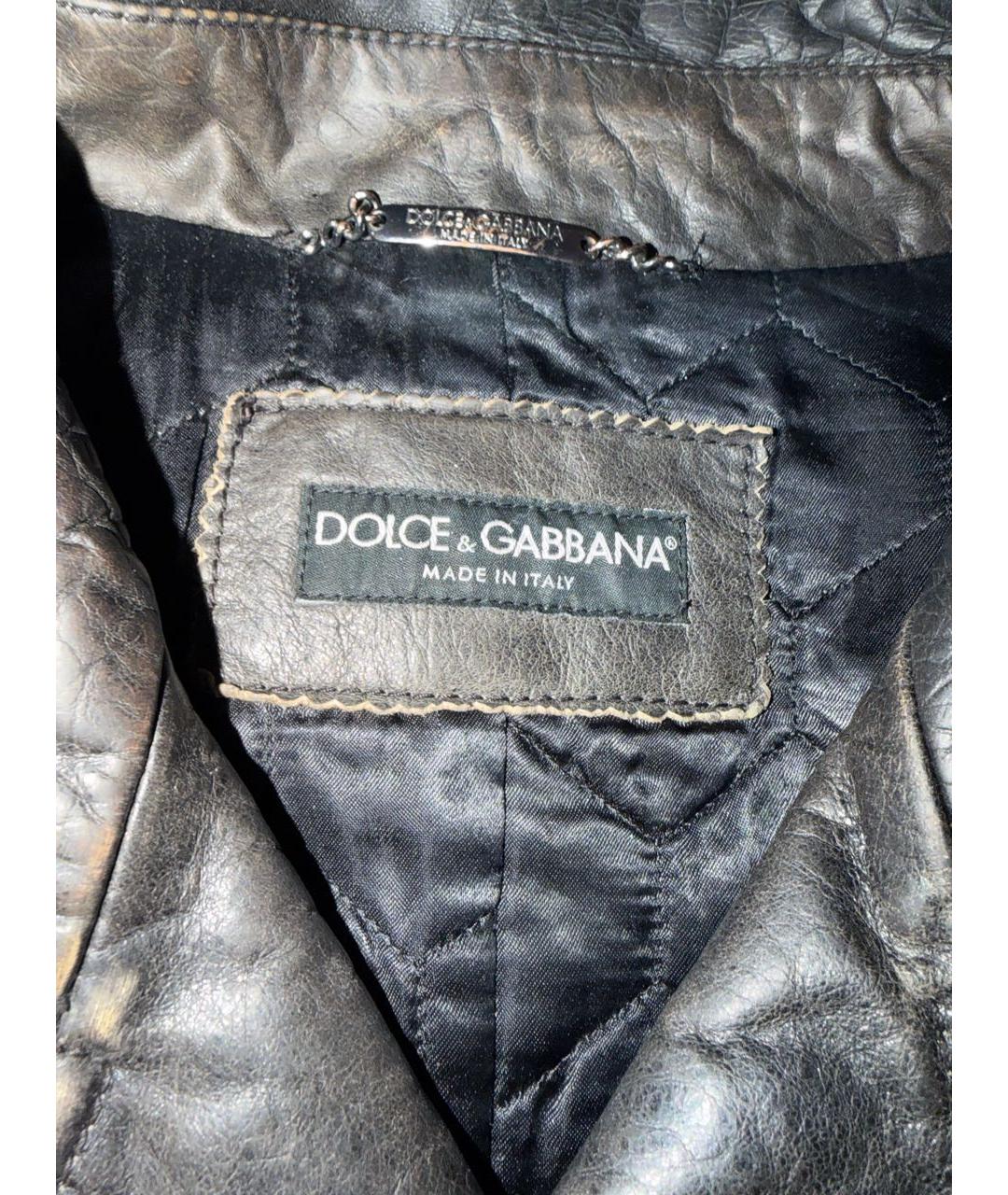 DOLCE&GABBANA Серая кожаная куртка, фото 3