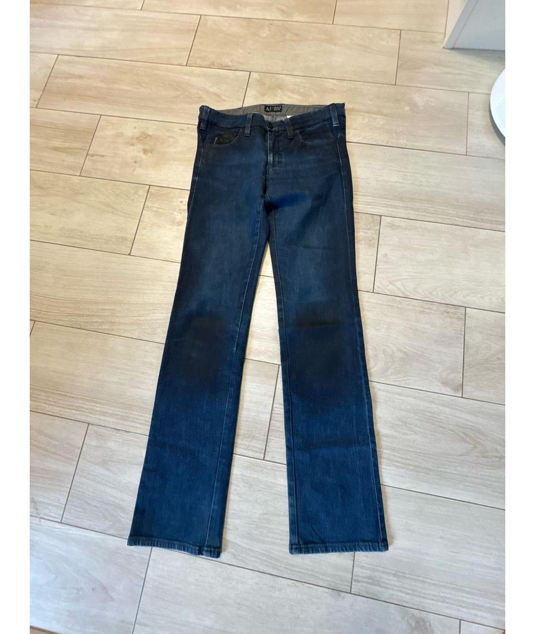 ARMANI JEANS Темно-синие хлопковые прямые джинсы, фото 9