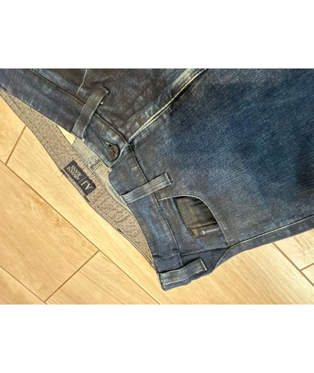 ARMANI JEANS Темно-синие хлопковые прямые джинсы, фото 6