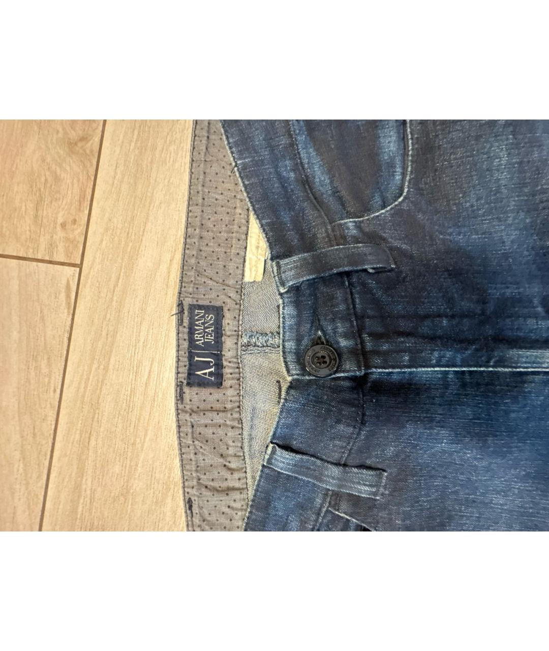 ARMANI JEANS Темно-синие хлопковые прямые джинсы, фото 3