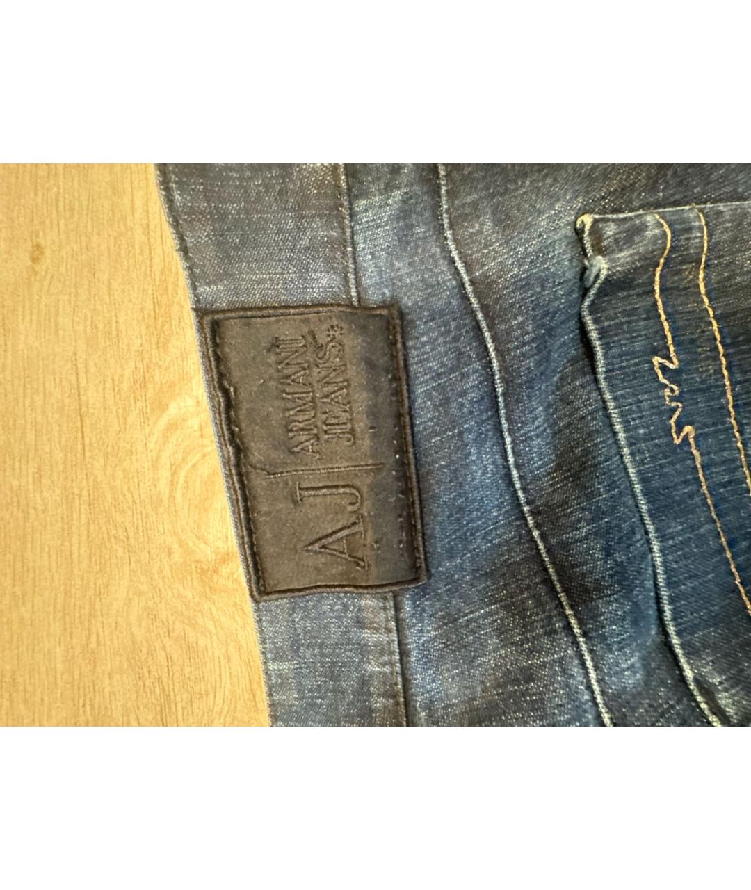 ARMANI JEANS Темно-синие хлопковые прямые джинсы, фото 5