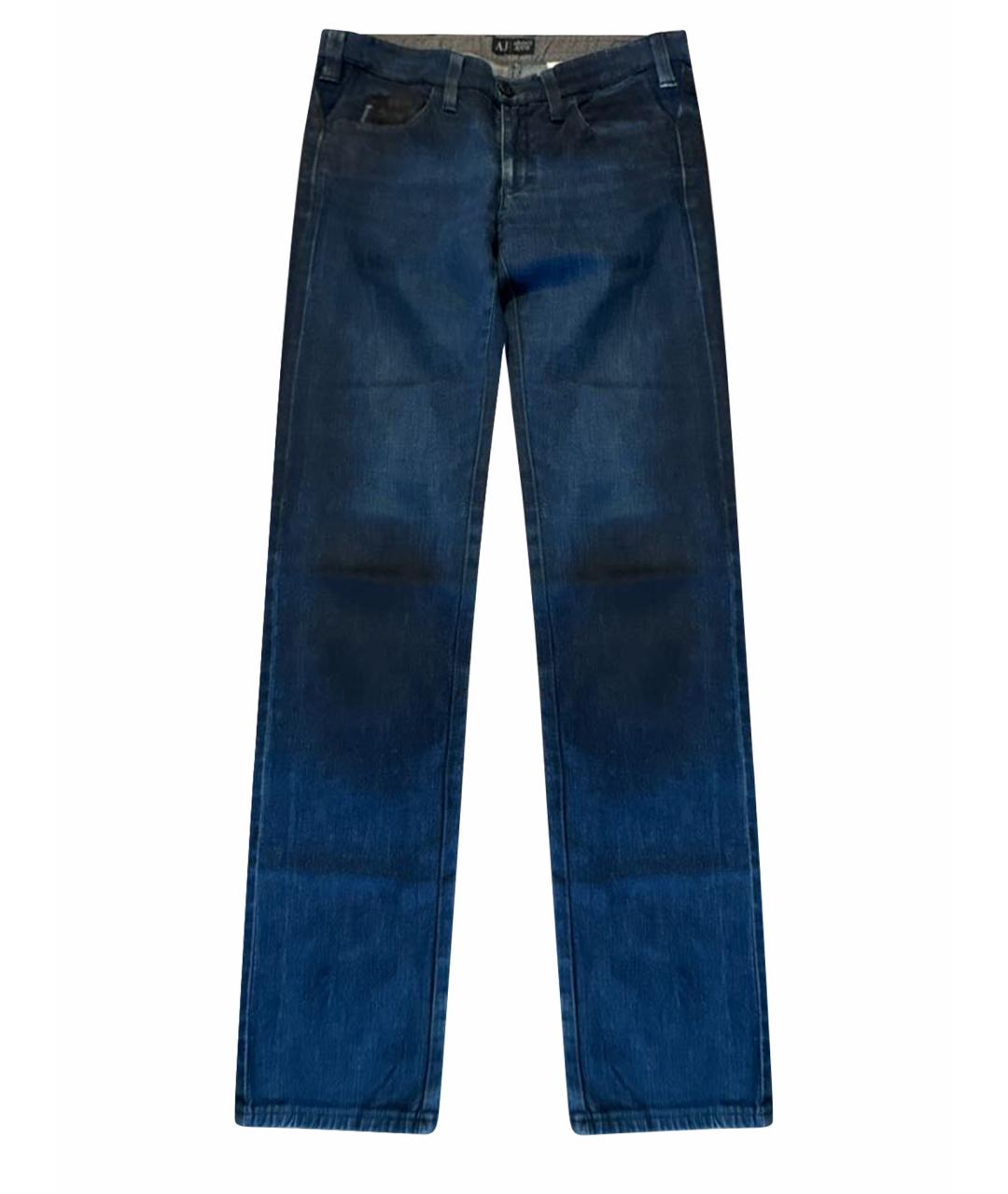 ARMANI JEANS Темно-синие хлопковые прямые джинсы, фото 1
