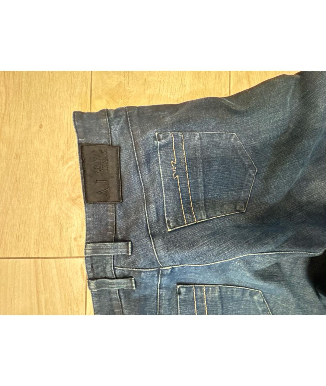 ARMANI JEANS Темно-синие хлопковые прямые джинсы, фото 4