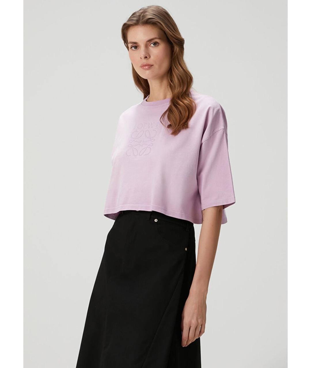 LOEWE Фиолетовая хлопко-эластановая футболка, фото 9