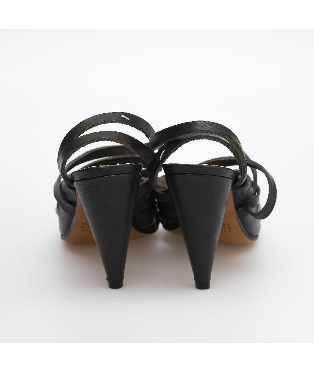 MAISON MARGIELA Черные кожаные босоножки, фото 4