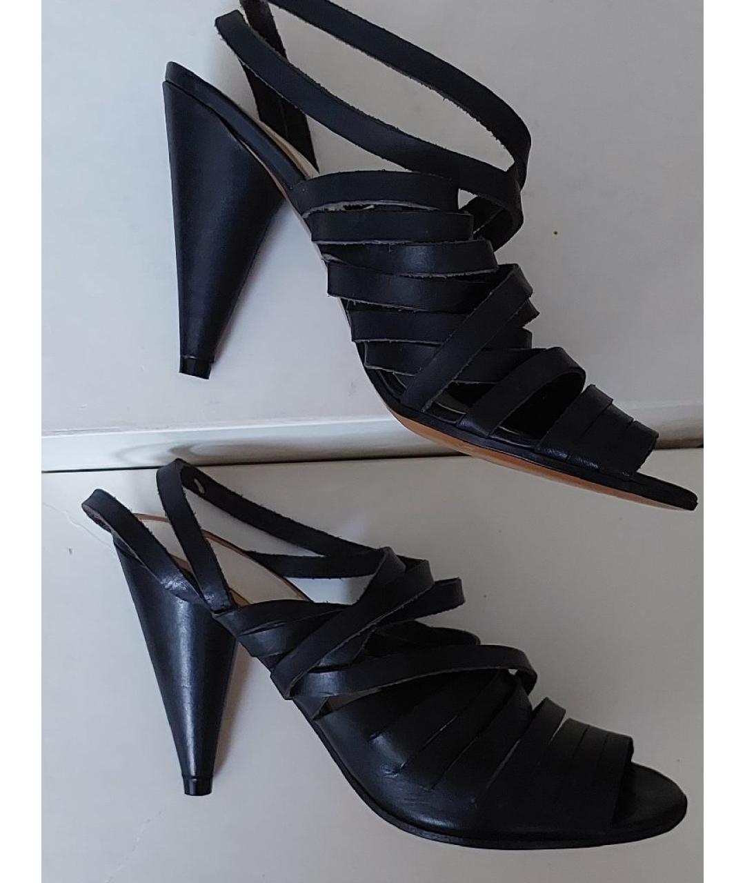 MAISON MARGIELA Черные кожаные босоножки, фото 6