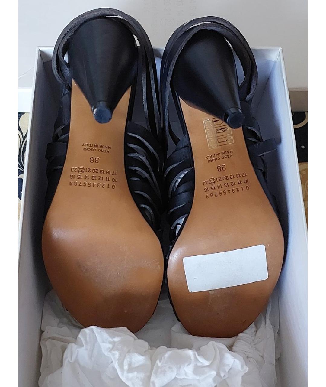 MAISON MARGIELA Черные кожаные босоножки, фото 5