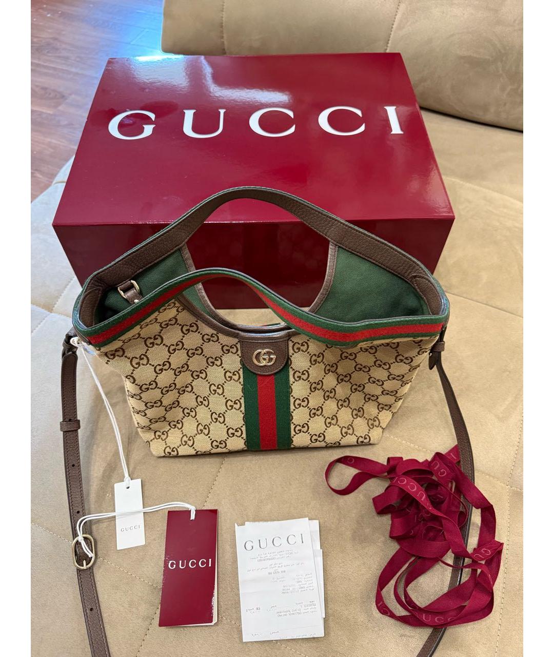 GUCCI Коричневая твиловая сумка через плечо, фото 8