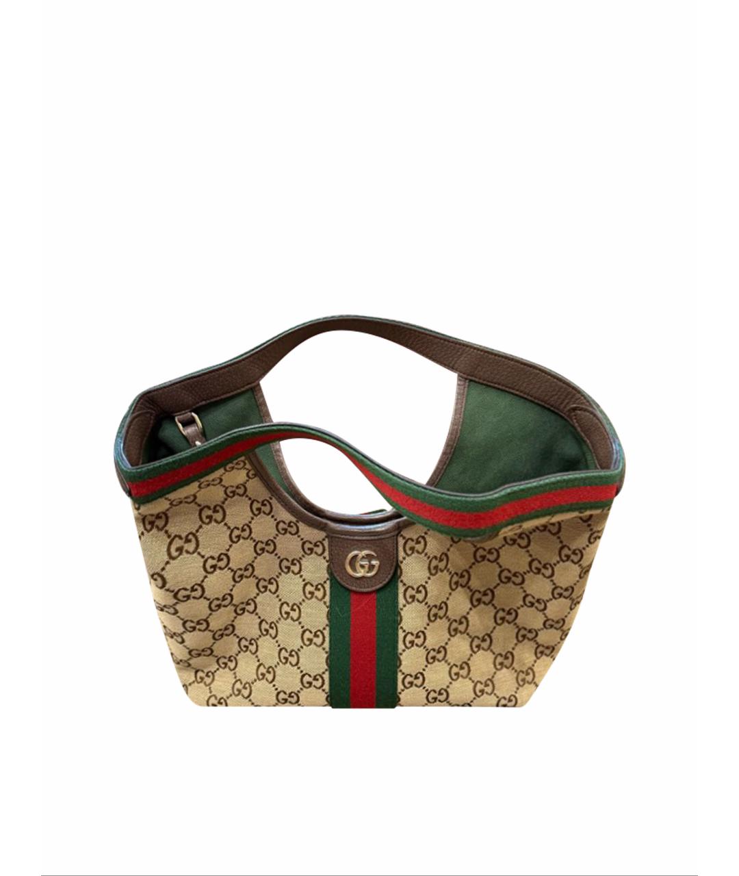 GUCCI Коричневая твиловая сумка через плечо, фото 1