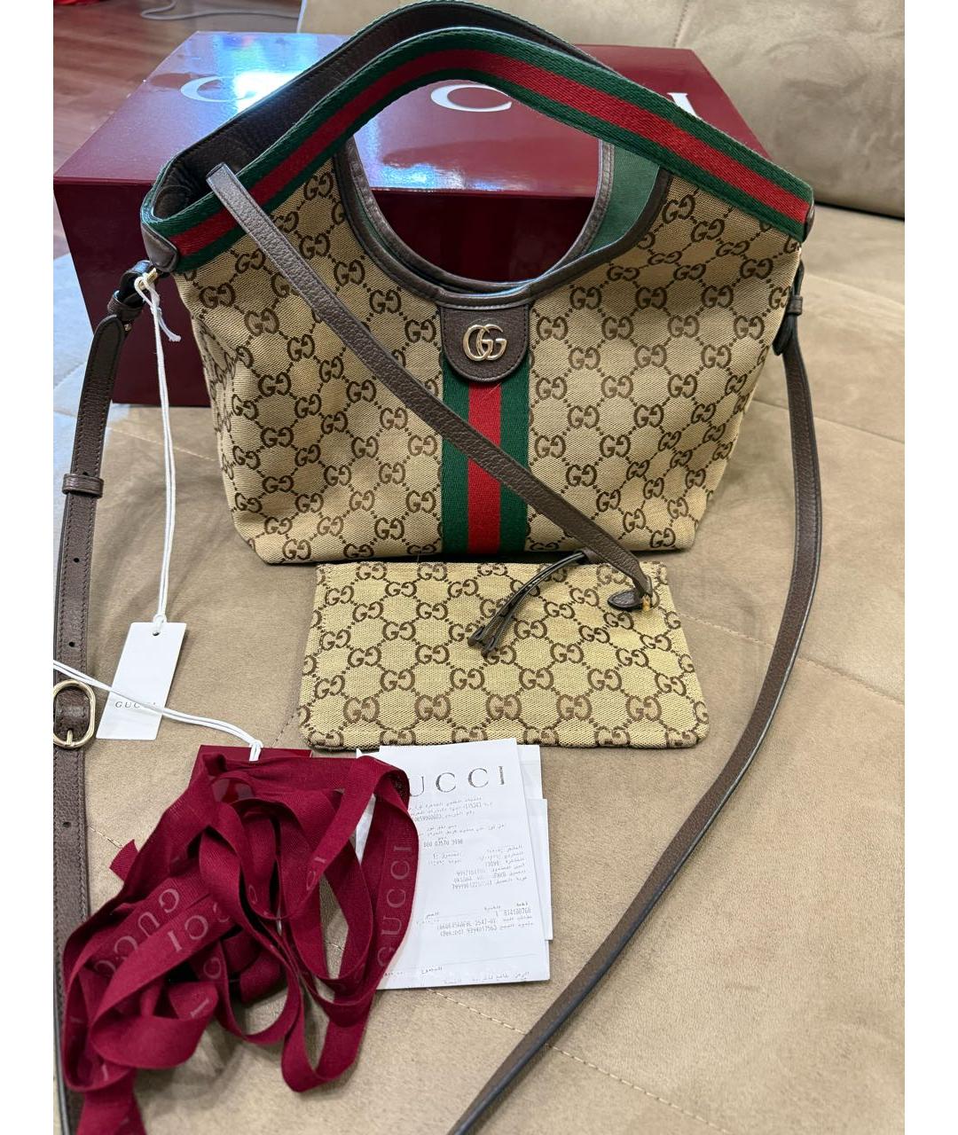 GUCCI Коричневая твиловая сумка через плечо, фото 2